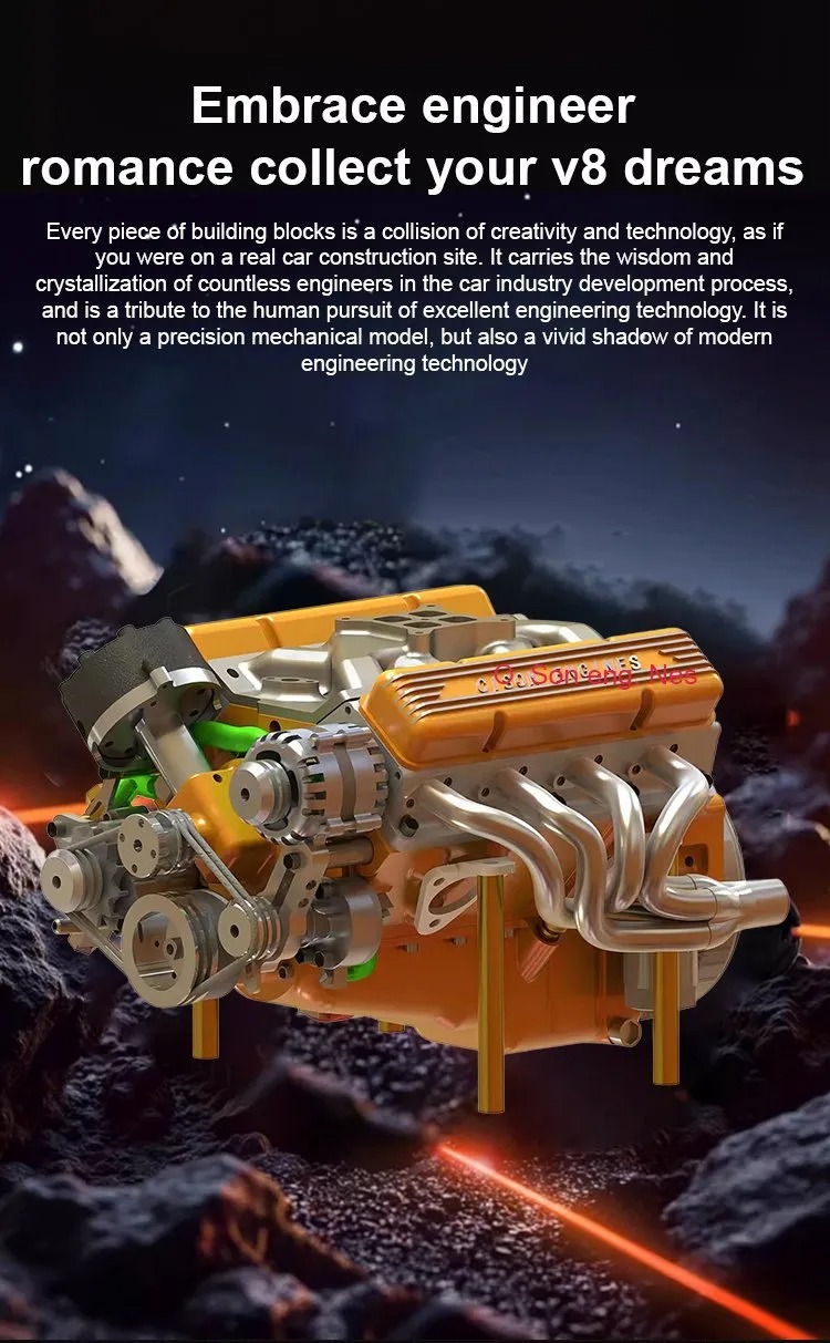 100% Functional – CNC-Machined, Gas-Powered, Fully Working New V8 Engine Model