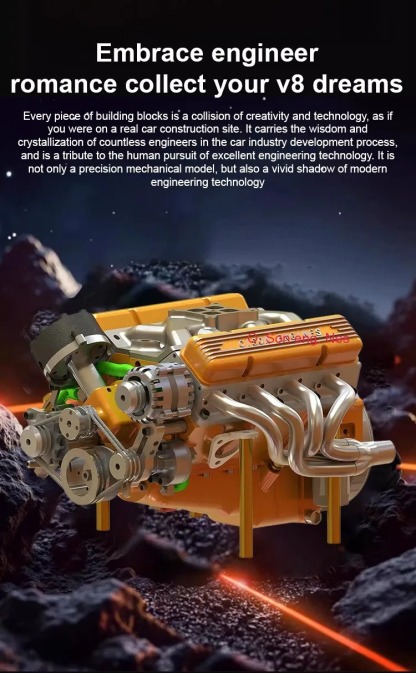 100% Functional – CNC-Machined, Gas-Powered, Fully Working New V8 Engine Model