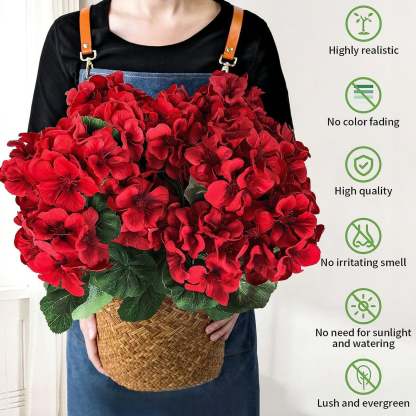  🎁Last Day 60% OFF🌸 Lush, UV-resistant artificial geraniums – Realistic looking, maintenance-free! 🌞🏡💐