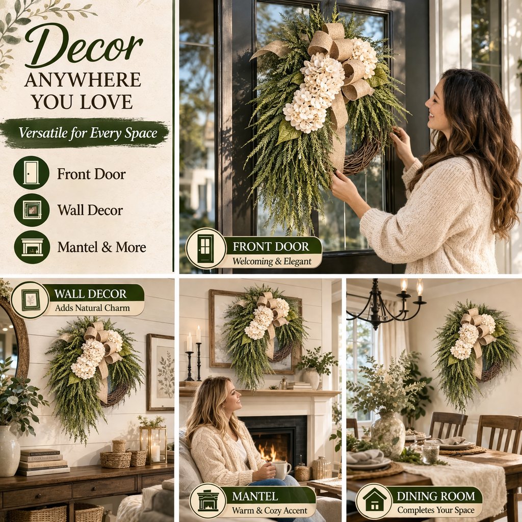  🔥Summer Special Sale🌺Hydrangea Wreath - The Perfect All - Season Front Door Decor