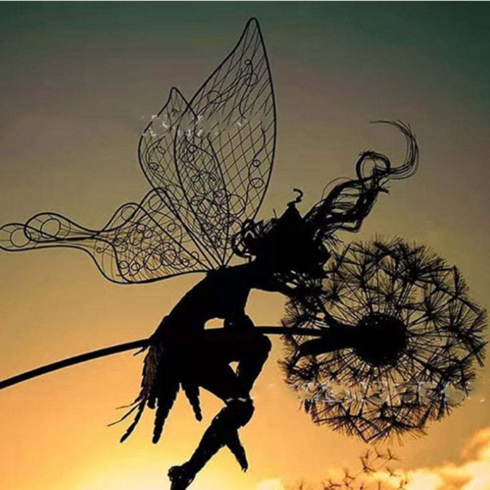 Metal Fairy Garden Sculptures Outdoor Decorative Yard Art