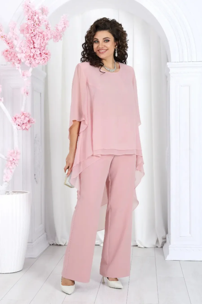 Elegant Layered Chiffon High-Low Top and Pants Two Piece Set (Buy 2 Free Shipping)