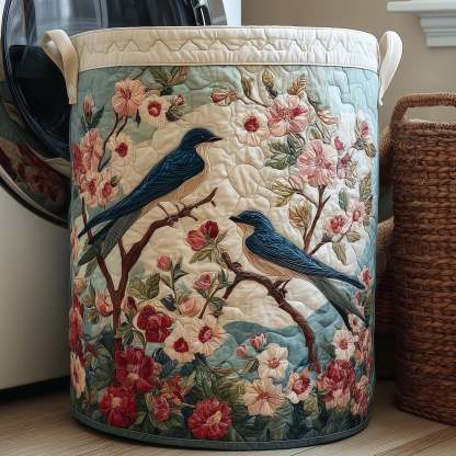 Spring Swallow Quilted Laundry Basket  | Swallow