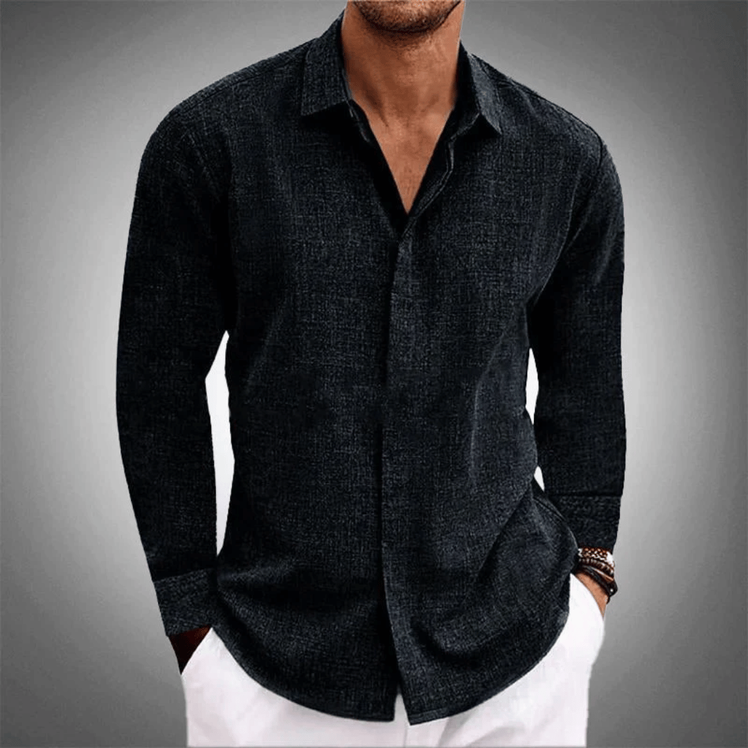 Men's Linen Shirts Casual Long Sleeve Wrinkle Free Button Down Shirts for Men Loose Fit Beach Summer Wedding Shirt