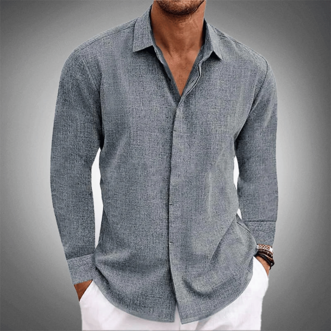 Men's Linen Shirts Casual Long Sleeve Wrinkle Free Button Down Shirts for Men Loose Fit Beach Summer Wedding Shirt