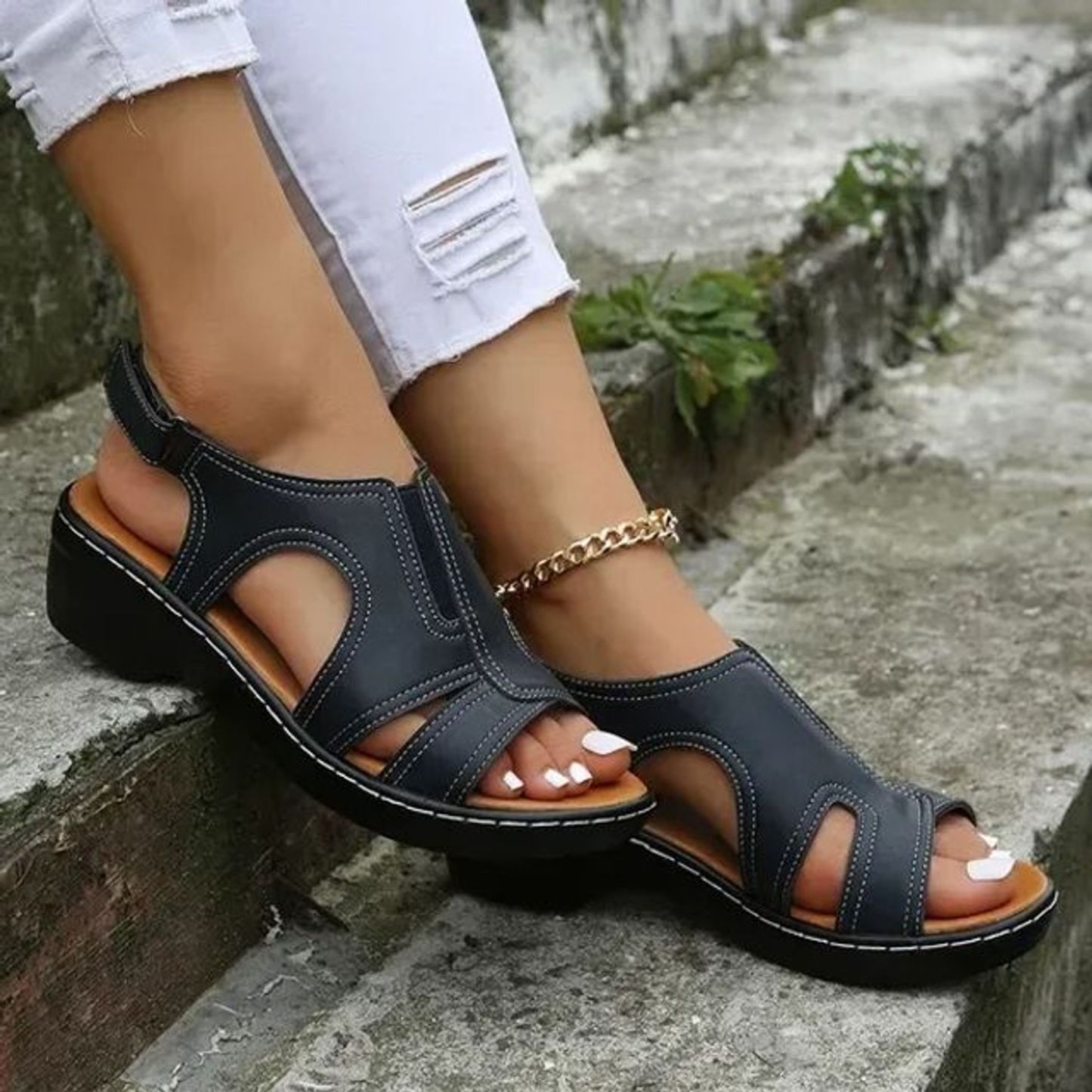 🔥Women Wedge Sandals, Premium Leather Orthopedic Sandals 🔥 - On This Week Sale 70% OFF