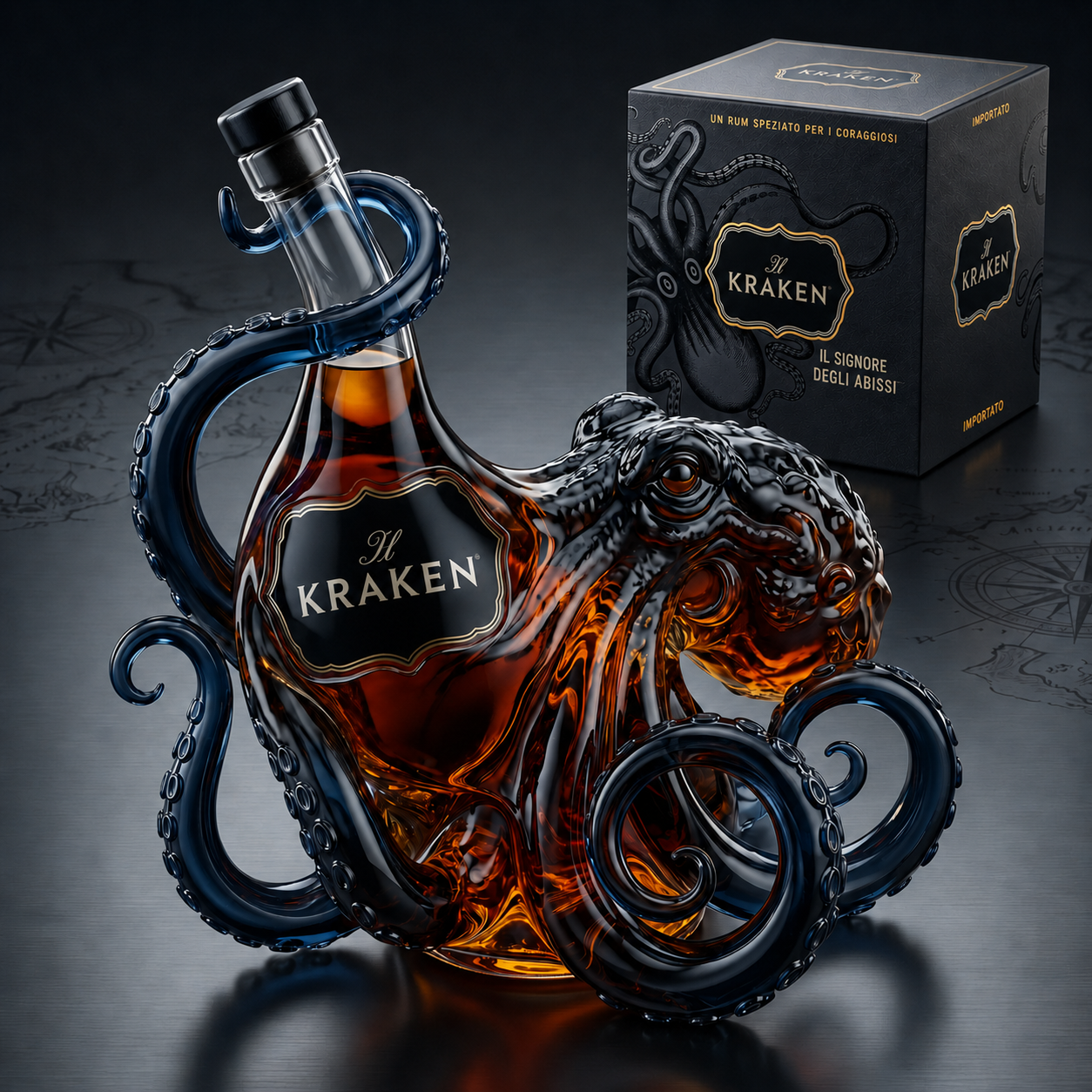 Bottiglia da rum da collezione 3D ispirata al Kraken