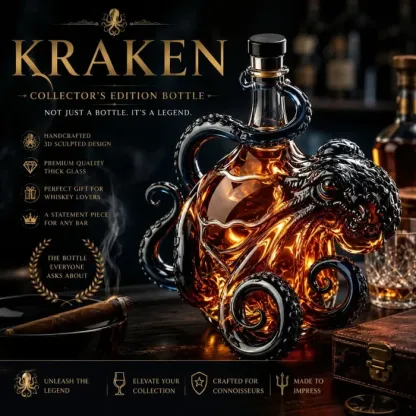 3D Kraken-Inspired Collector Rum Bottle-"Pour the rum. Keep the legend."