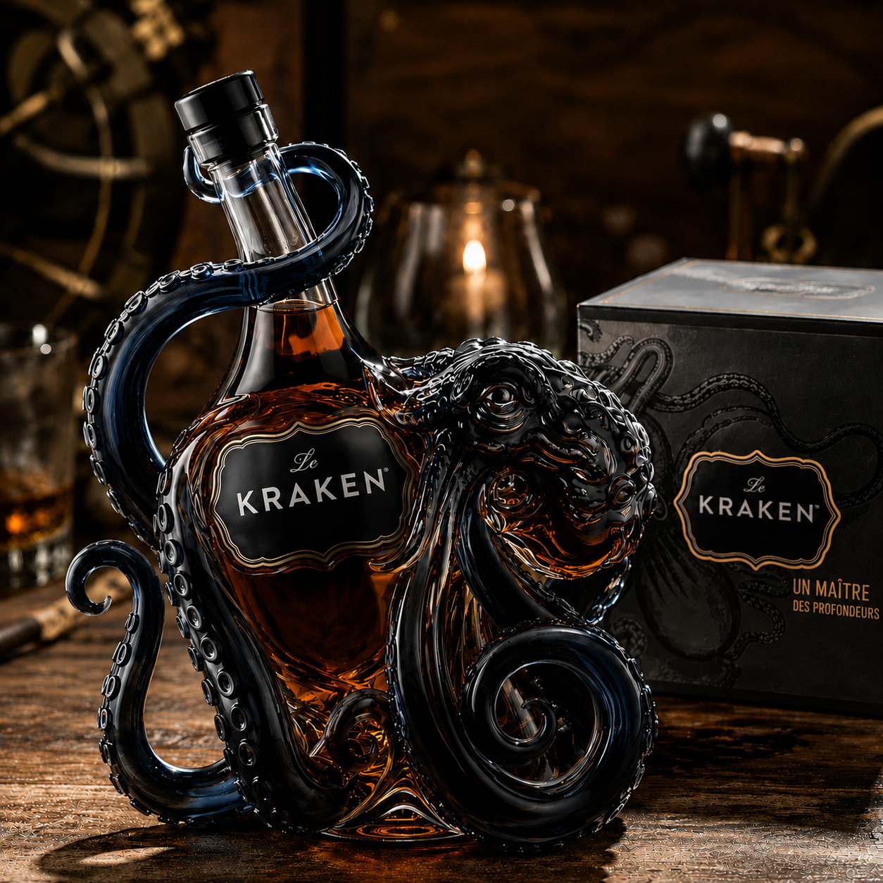 Bouteille de rhum de collection en 3D inspirée du Kraken