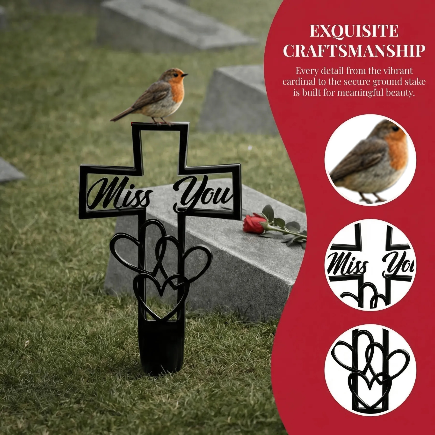 🐦 In Loving Memory – Metal Grave Marker for Your Loved One ✝️💖
