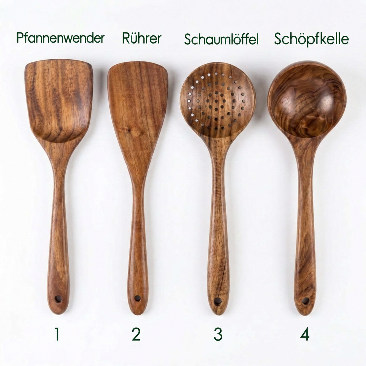 Kleines Küchenutensilien-Set aus hochwertigem Akazienholz