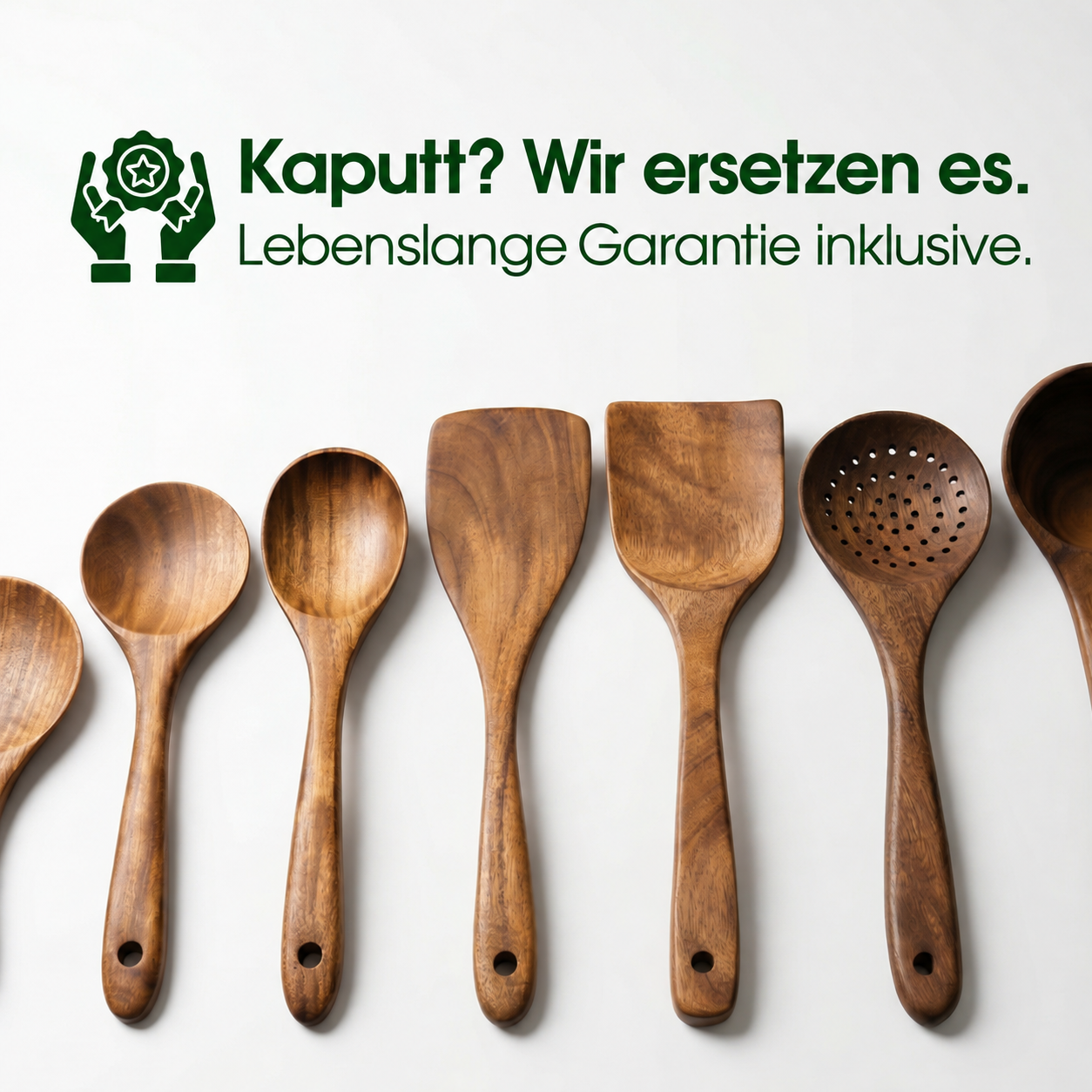 Kleines Küchenutensilien-Set aus hochwertigem Akazienholz