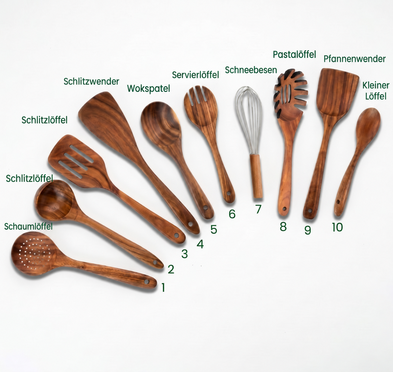 Kleines Küchenutensilien-Set aus hochwertigem Akazienholz