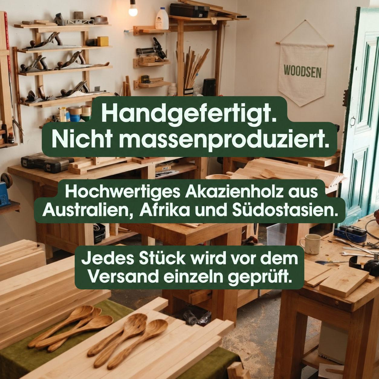 Kleines Küchenutensilien-Set aus hochwertigem Akazienholz