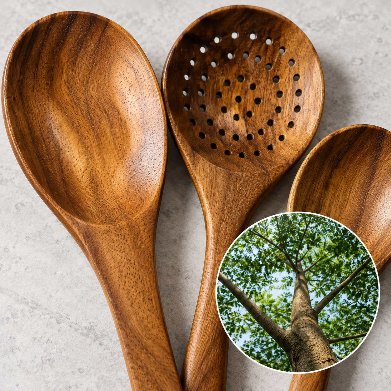Acacia wood grain with tree detail