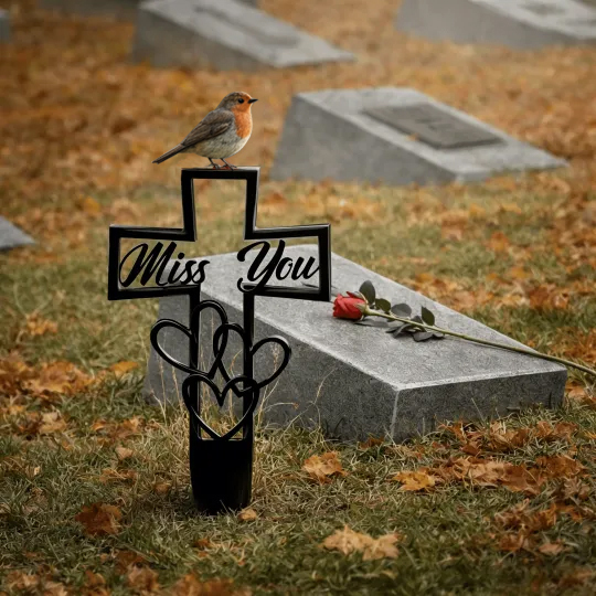 🐦 In Loving Memory – Metal Grave Marker for Your Loved One ✝️💖