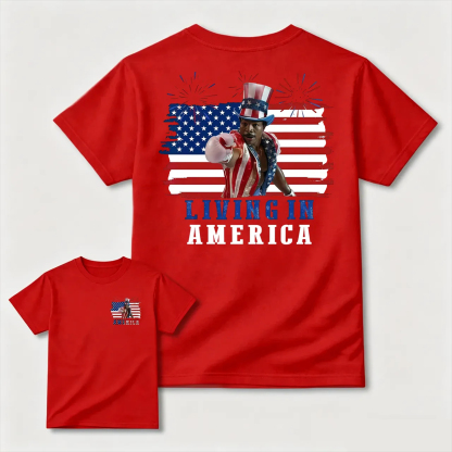 Apollo Creed Living In America July 4th Independence Day Graphic T-Shirt