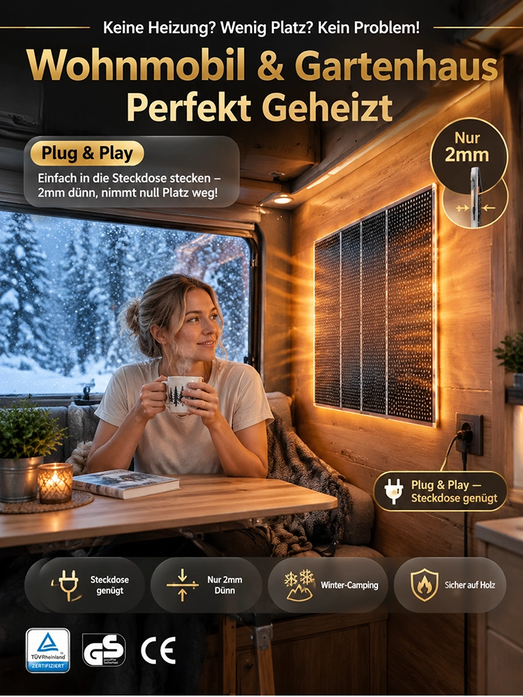 Graphen Infrarot Wandheizung🔥 | A+++ Energiesparend | Ohne Bohren ☀️ | Nur 1 kWh pro Nacht | 20 Min. Schnellaufheizung🏠