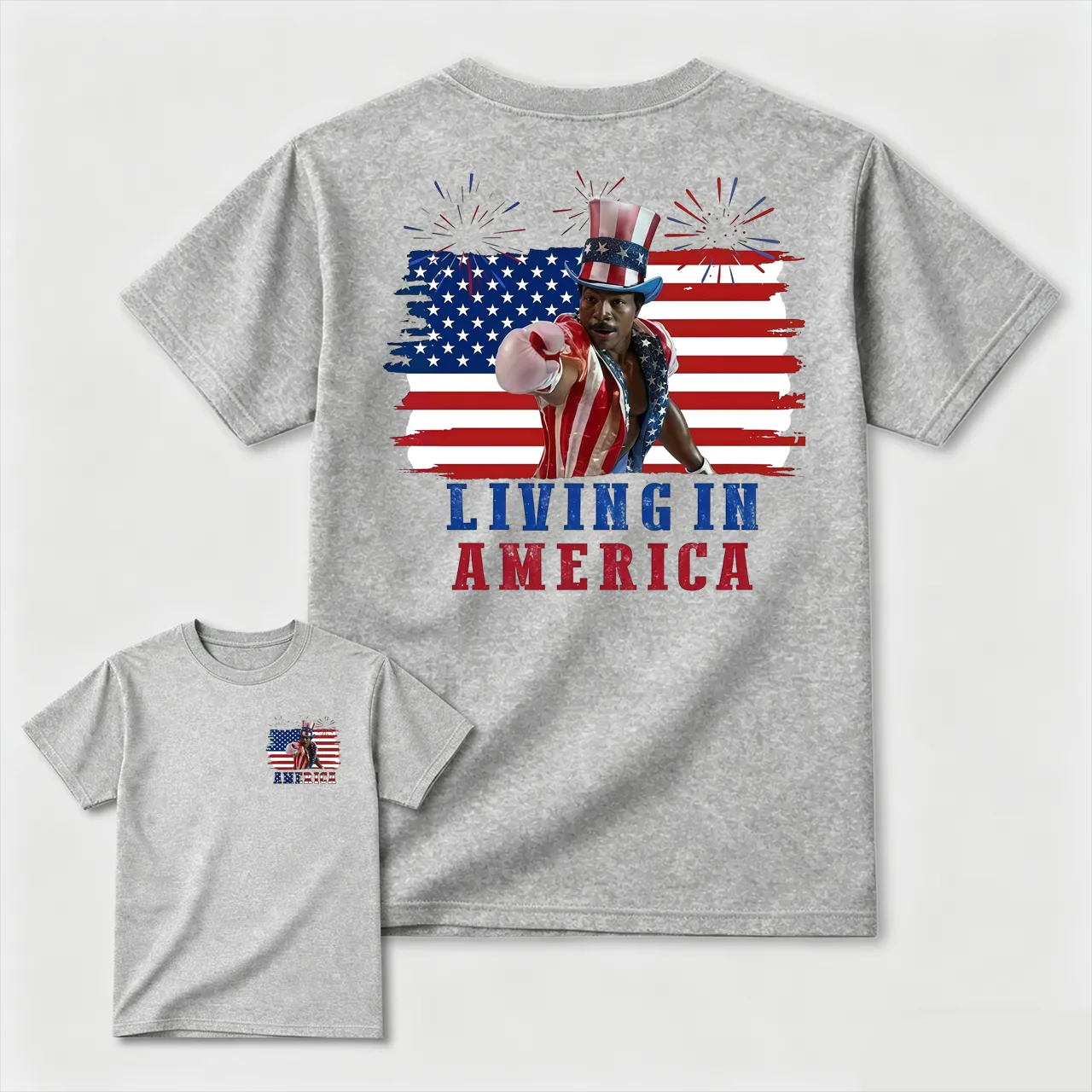 Apollo Creed Living In America July 4th Independence Day Graphic T-Shirt