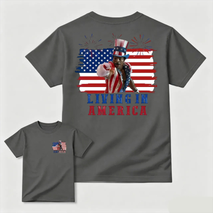 Apollo Creed Living In America July 4th Independence Day Graphic T-Shirt
