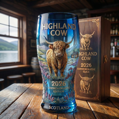 Last Day Promotion: 49% Off 2026 Highland Cow Commemorative Glass Pint Glass