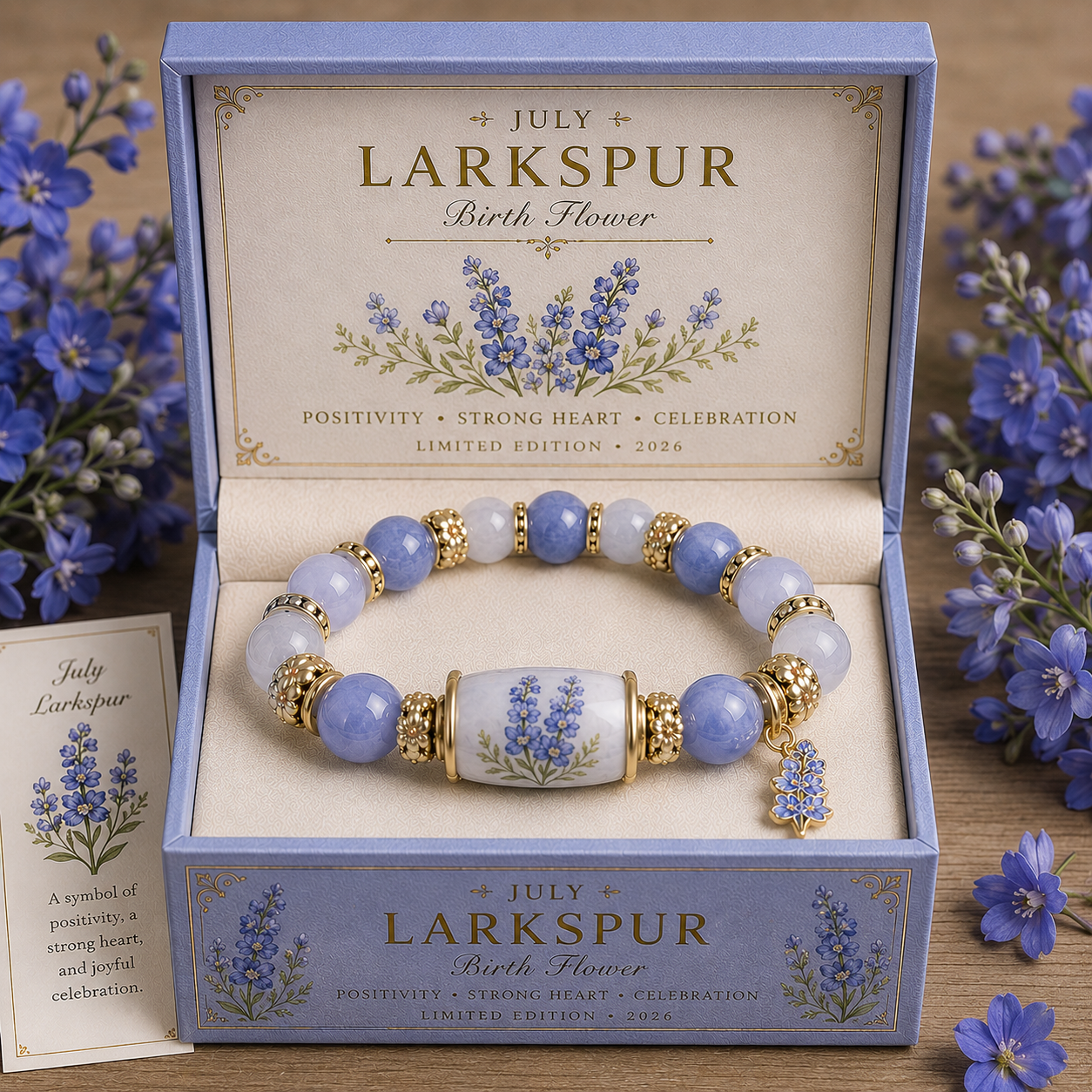 Birth Flower Charm Bracelet Gift Box – Personalized Monthly Flower Jewelry Collection (January–December Edition)