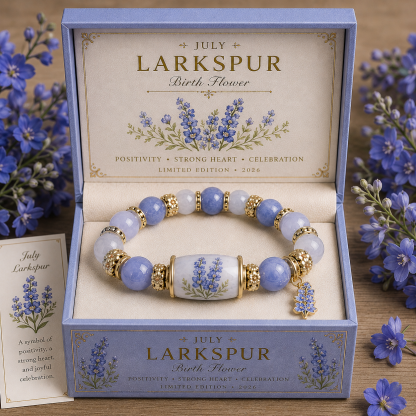 Birth Flower Charm Bracelet Gift Box – Personalized Monthly Flower Jewelry Collection (January–December Edition)