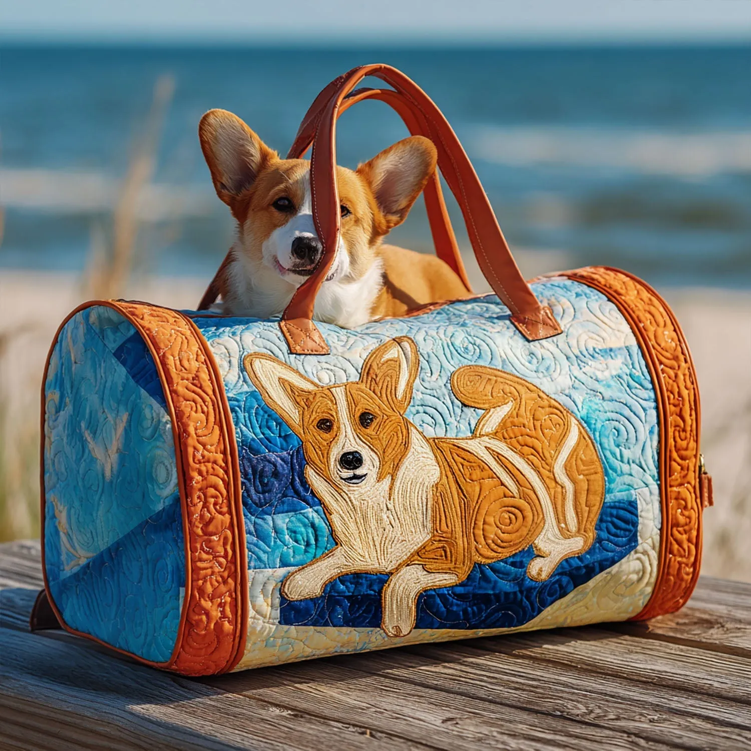 Corgi In The Beach Quilted Duffle-Bag-Fashion Trends in 2026