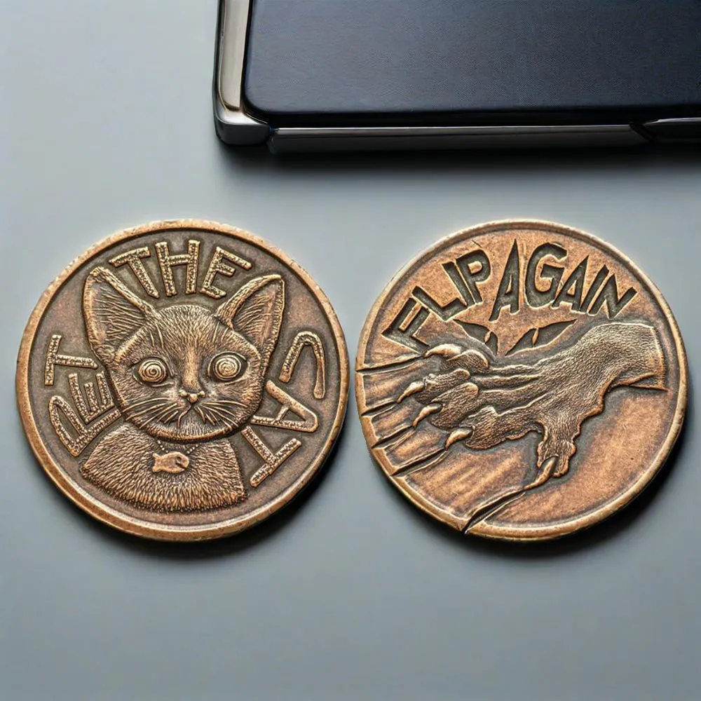 Pet the Cat / Flip Again-Copper Decision Maker Coin