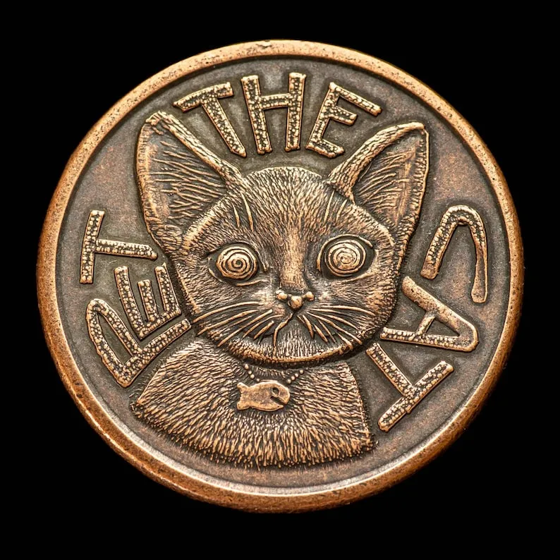 Pet the Cat / Flip Again-Copper Decision Maker Coin