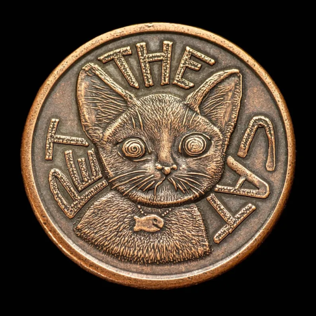 Pet the Cat / Flip Again-Copper Decision Maker Coin