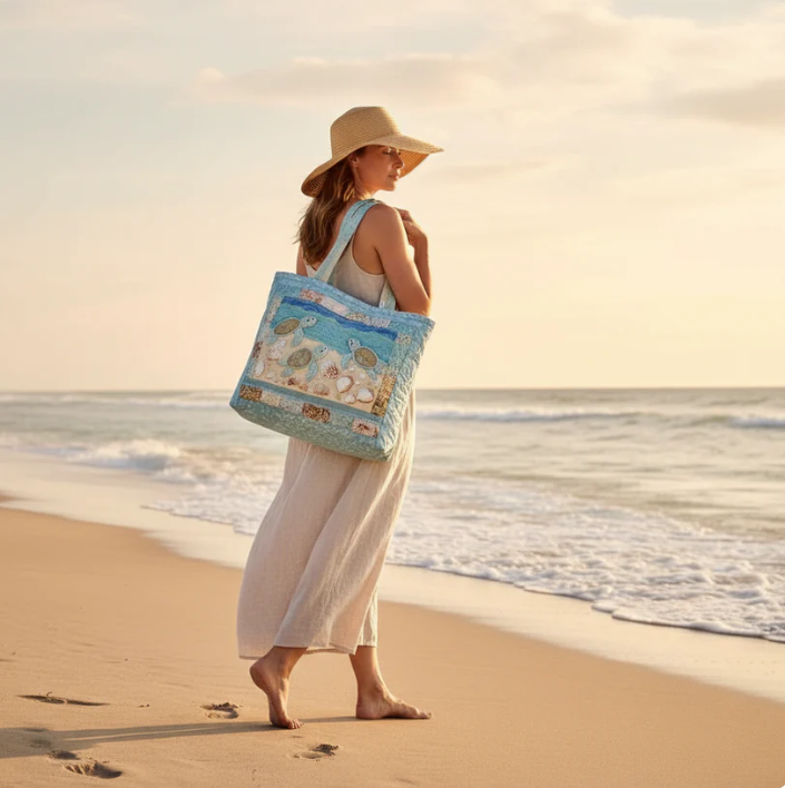 Turtle Quilted Tote Bag