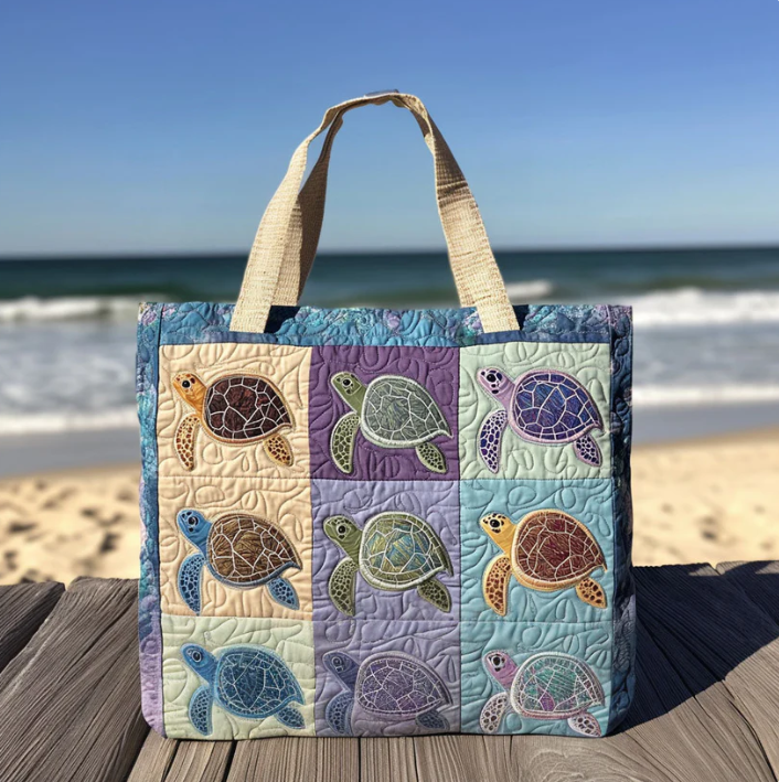 Turtle Quilted Tote Bag