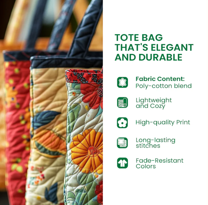 Turtle Quilted Tote Bag