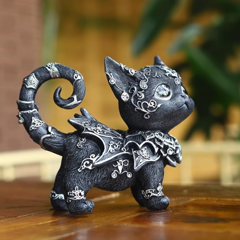 Mysterious Black Cat Statue Home Decor Desktop Ornament