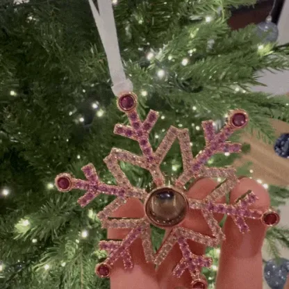 Personalized Pink Snowflake Photo Ornament Custom Projection Ornaments Christmas Gifts-Lovesyouforever