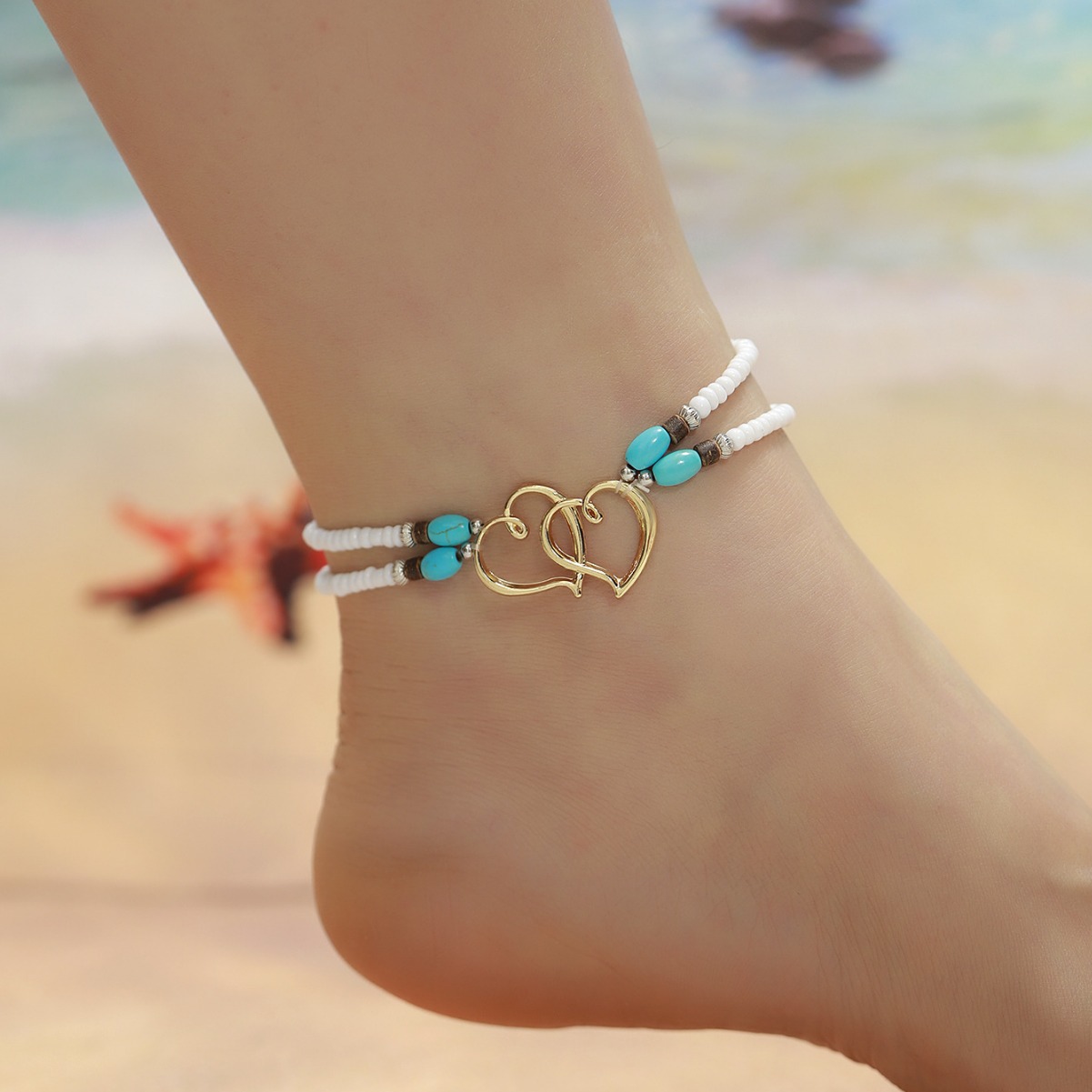 Double Heart Alloy Anklet Perfect Gift for Women and Girls | Jessemade-Lovesyouforever