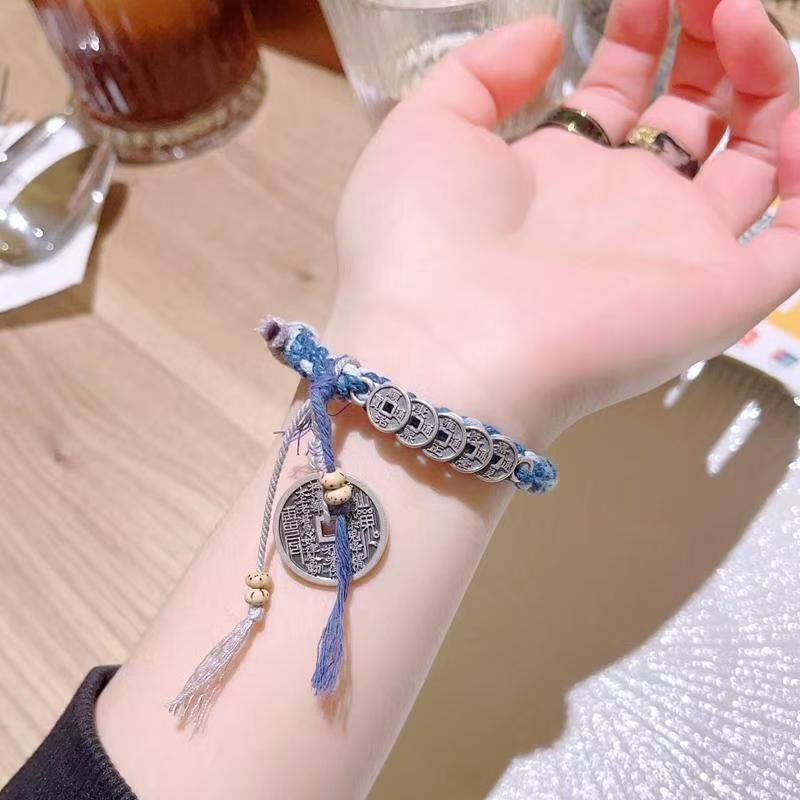 Handmade Five Emperors Money Hand Rope, with specific meaning of preventing villains,（纯手工五帝钱手绳）-Lovesyouforever