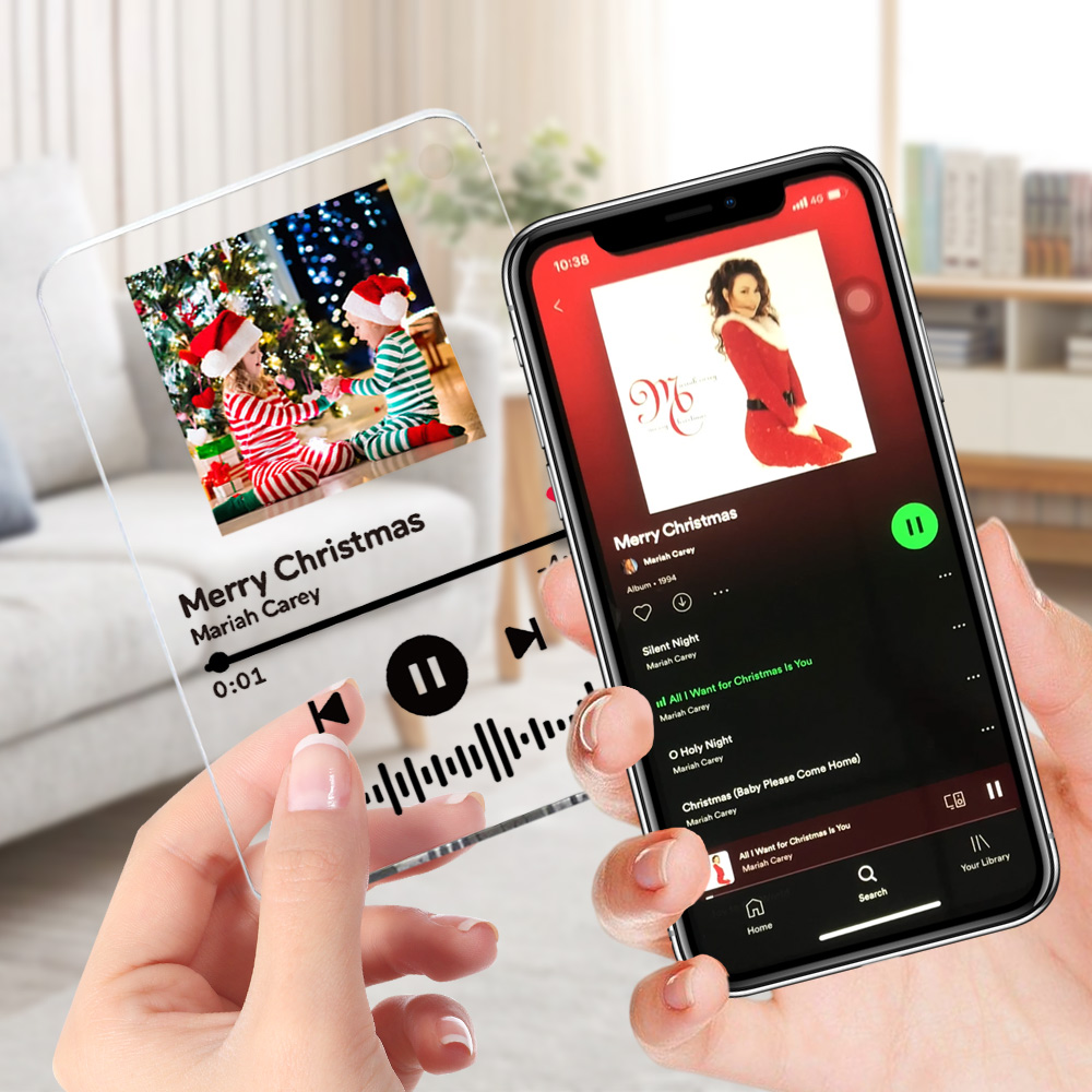 Scannable Spotify Code Plaque Keychain Music and Photo Acrylic Gifts for BFF-Lovesyouforever