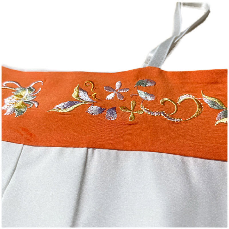 Chinese Style Solid Color Pipa Sleeve Cross-collar Top + Embroidered Suspenders - Clearance Special-Lovesyouforever