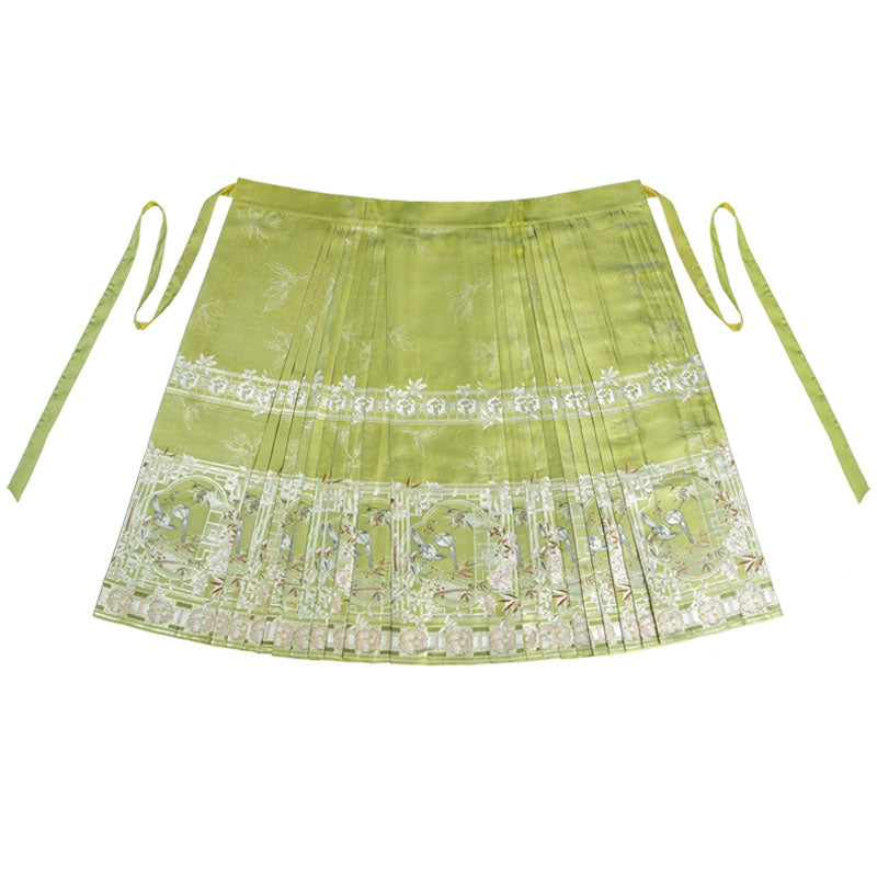 Inspired by Chinese Garden Window Scenes: Eight-Directional Cloud Pattern Woven Gold Mamianqun Skirt-Lovesyouforever