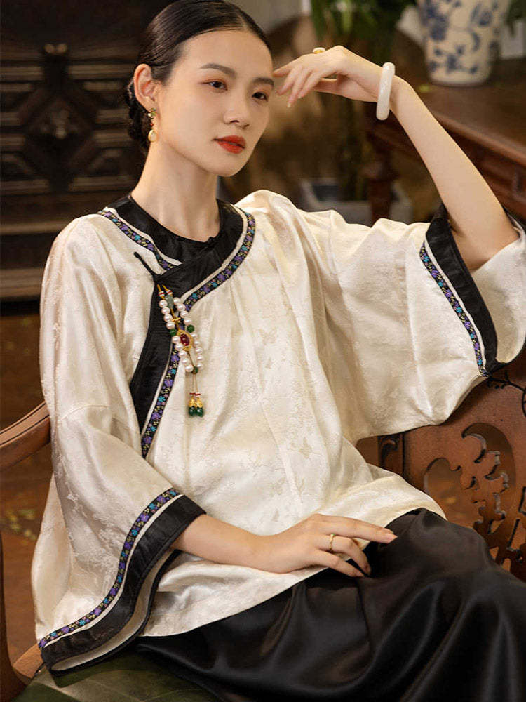 Neo-Chinese Vintage Style Shirt Modern Hanfu Undershirt-Lovesyouforever