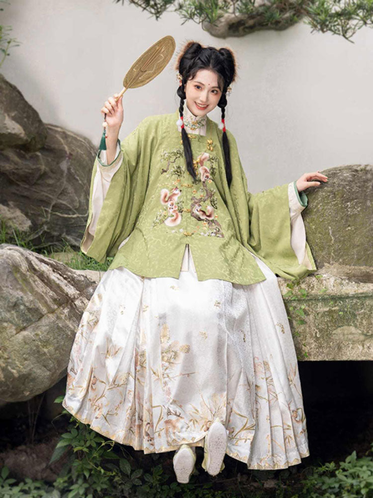 Deer and Plum Blossom - Fun Animal Zoo Series MaMianqun Skirt Daily Hanfu Skirt-Lovesyouforever