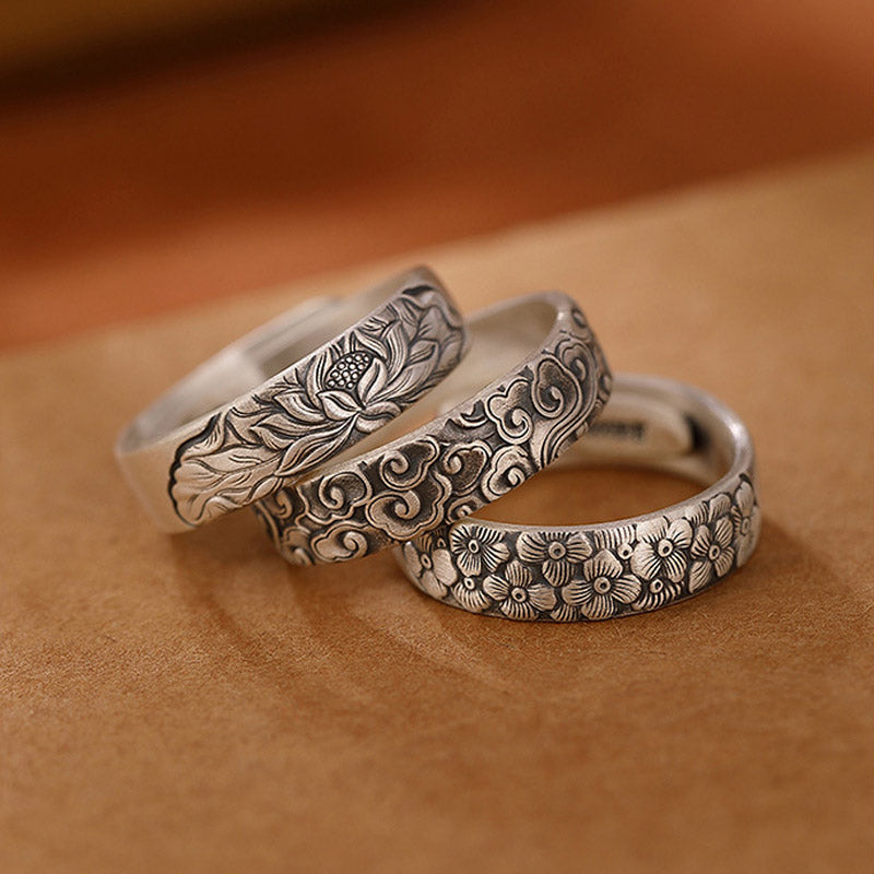 Exclusive Design 999 Sterling Silver Vintage Chinese「Culture and Blessing」Adjustable Ring-Lovesyouforever