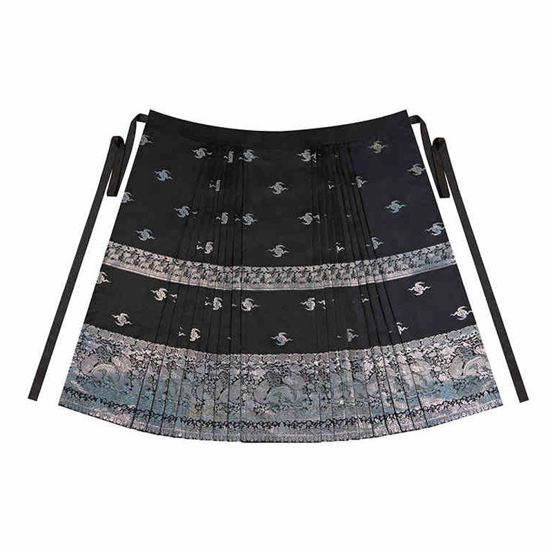 Ocean Wave Pattern Woven Gold Traditional Chinese Retro Pattern Mamianqun Skirt-Lovesyouforever