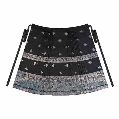 Ocean Wave Pattern Woven Gold Traditional Chinese Retro Pattern Mamianqun Skirt-Lovesyouforever