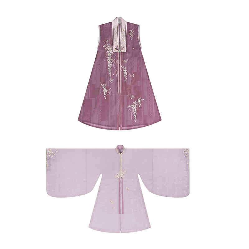 Whispers of a Misty Paradise - Traditional Stand Collar Embroidered Hanfu Dress Set-Lovesyouforever