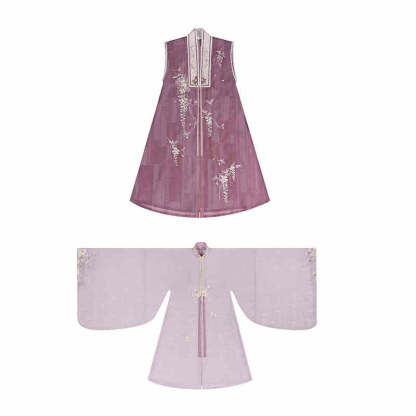 Whispers of a Misty Paradise - Traditional Stand Collar Embroidered Hanfu Dress Set-Lovesyouforever