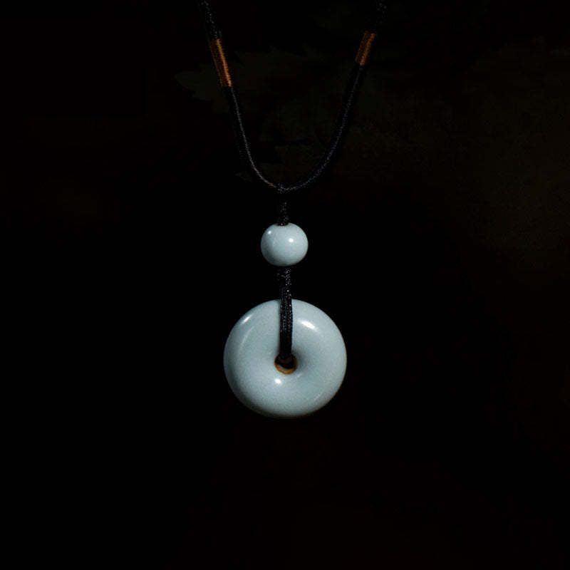 Jingdezhen Ru Kiln Peace Knot Pendant Necklace – A Thoughtful Birthday Gift for Mom or Wife-Lovesyouforever