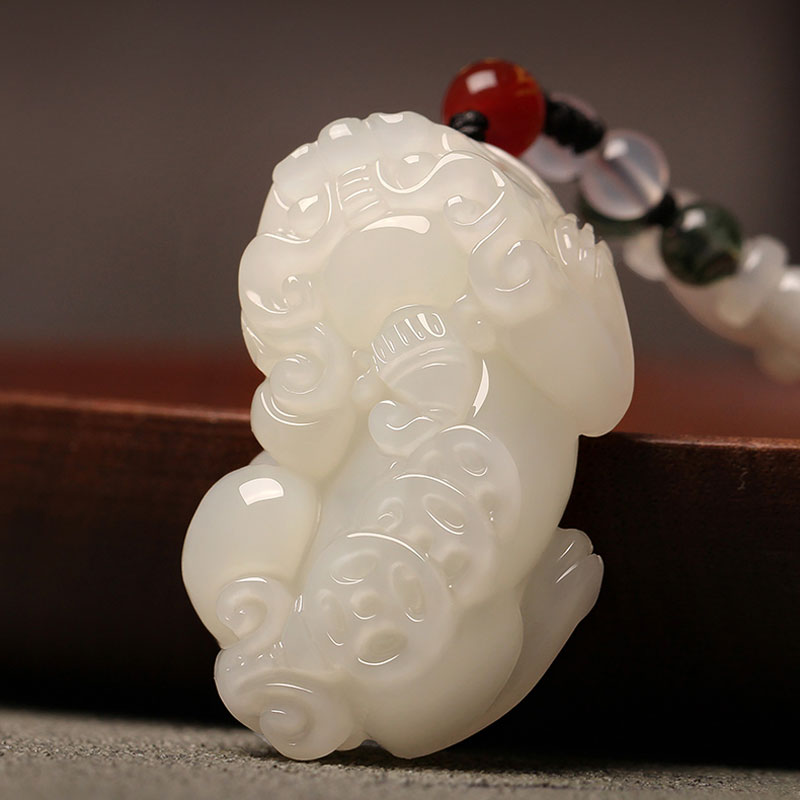 Natural Hetian Jade Pixiu「Fortune and Prosperity」Pendant Jade Necklace for Men and Women Chinese Jewelry Gift-Lovesyouforever